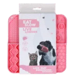Tappetino leccabile per cani con 4 motivi e ventose, 21 x 21 cm, rosa – Eat Slow Live Longer Lick Mat Dimensions Rectangle
