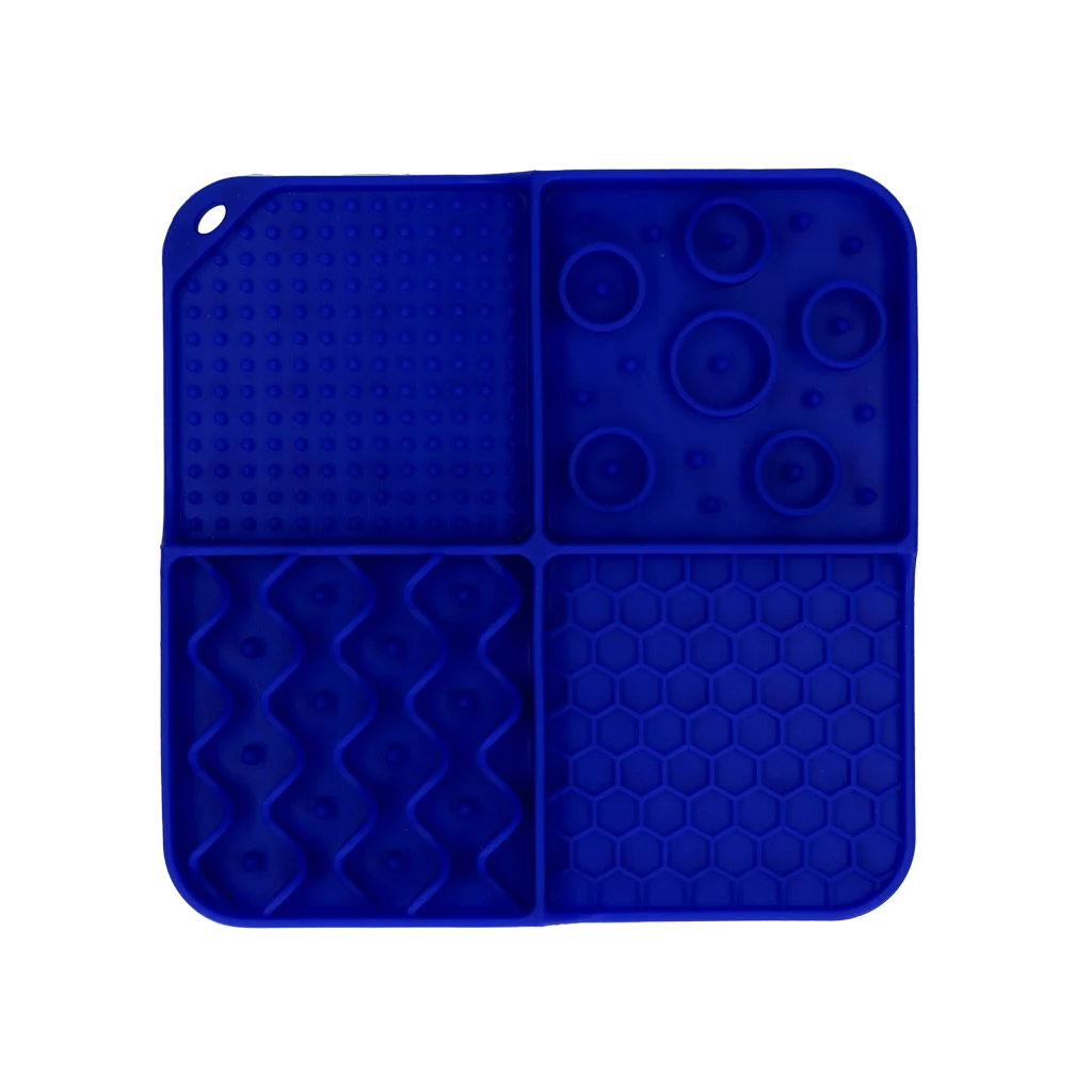 Tappetino da leccare per cani con 4 motivi e ventose, 21 x 21 cm, blu – Eat Slow Live Longer Lick Mat Dimensions Rectangle - immagine 2