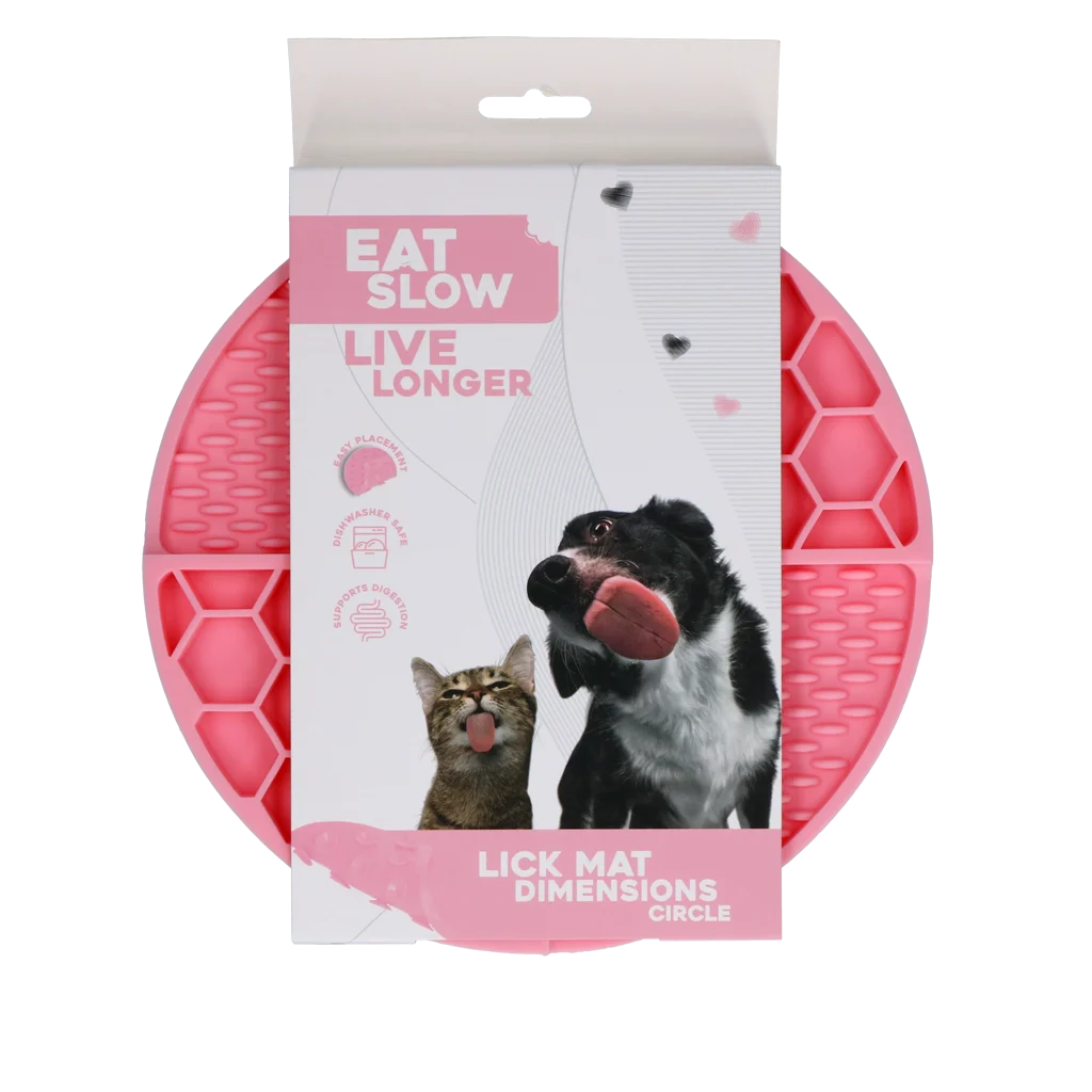 Tappetino da leccare rotondo con scomparti profondi, rosa, ø 21 cm – Eat Slow Live Longer Lick Mat Dimensions Circle - immagine 1