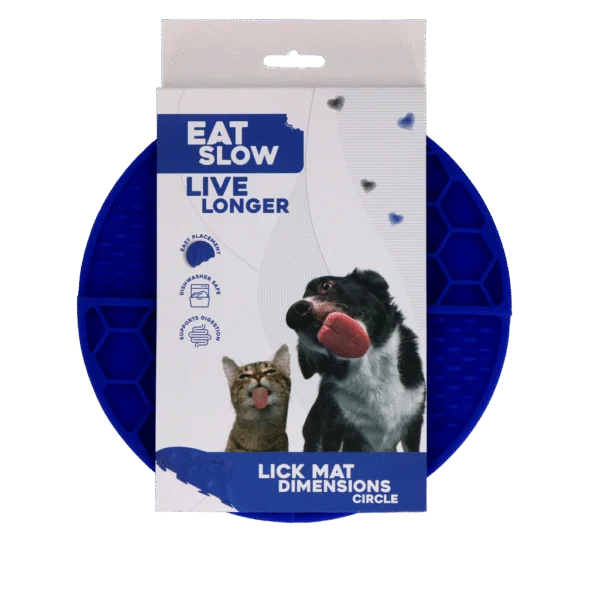 Tappetino da leccare rotondo con scomparti profondi, blu, ø 21 cm – Eat Slow Live Longer Lick Mat Dimensions Circle