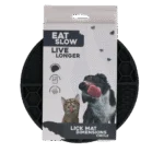 Tappetino rotondo da leccare con vani profondi, grigio, ø 21 cm – Eat Slow Live Longer Lick Mat Dimensions Circle