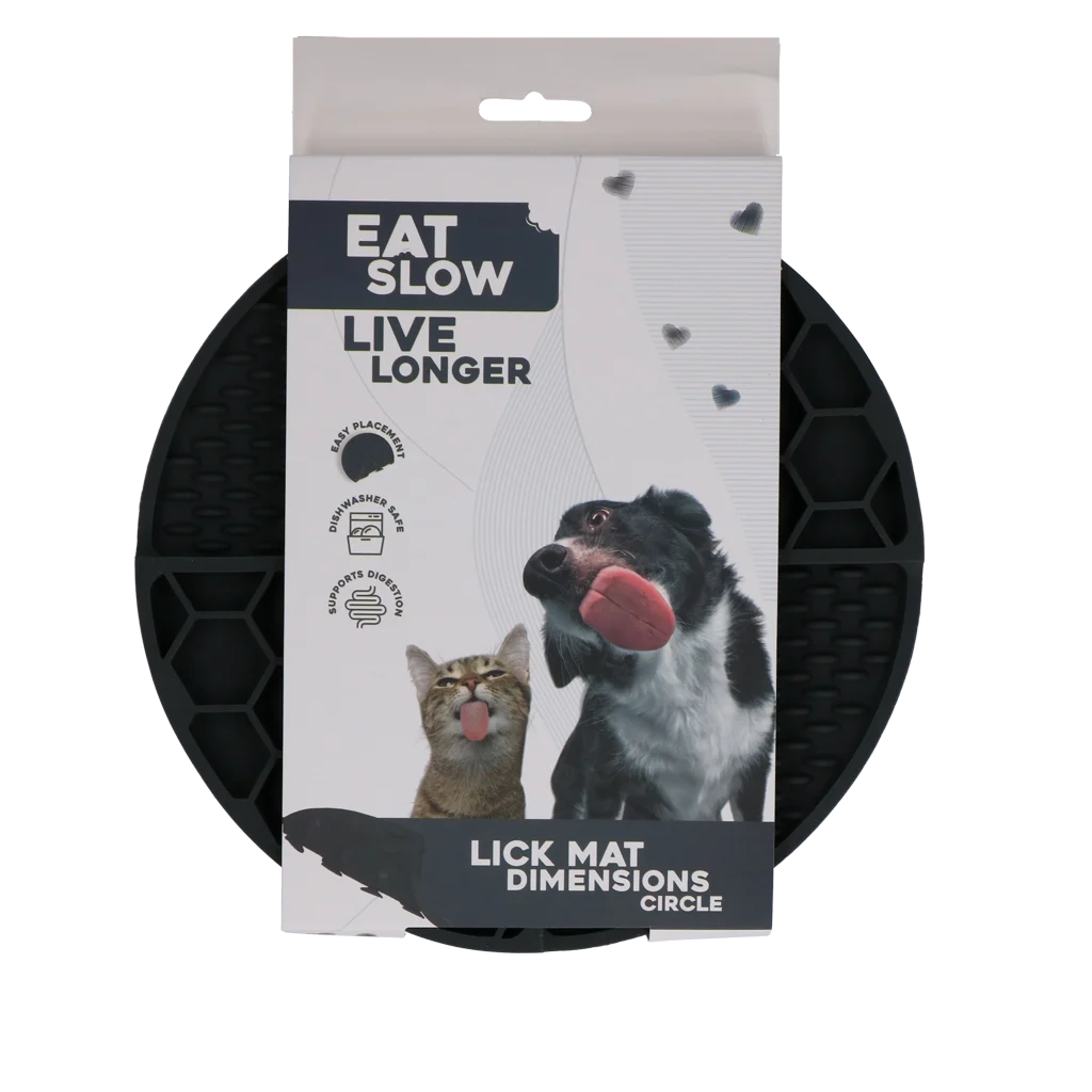 Tappetino rotondo da leccare con vani profondi, grigio, ø 21 cm – Eat Slow Live Longer Lick Mat Dimensions Circle - immagine 1