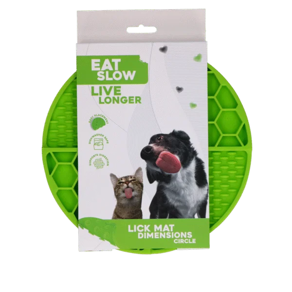 Tappetino leccabile rotondo con scomparti profondi, verde, ø 21 cm – Eat Slow Live Longer Lick Mat Dimensions Circle