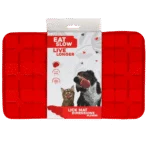 Tappetino leccabile per cani con alette a forma di fiore e ventose, 21 x 34 cm, rosso – Eat Slow Live Longer Lick Mat Dimensions Flower