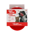 Ciotola anti ingozzamento per cani con tappetino da leccare, rossa, 17 cm – Eat Slow Live Longer Lick Mat Wobble Bowl