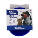 Ciotola anti ingozzamento per cani con fondo arrotondato e rilievi, Ø 17 cm, Blu – Eat Slow Live Longer Lick Mat Wobble Bowl