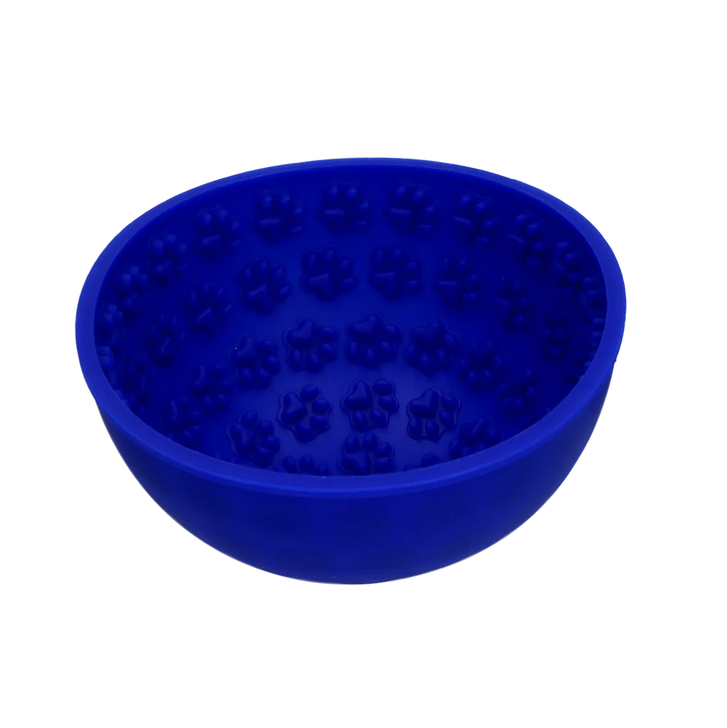 Ciotola anti ingozzamento per cani con fondo arrotondato e rilievi, Ø 17 cm, Blu – Eat Slow Live Longer Lick Mat Wobble Bowl - immagine 3