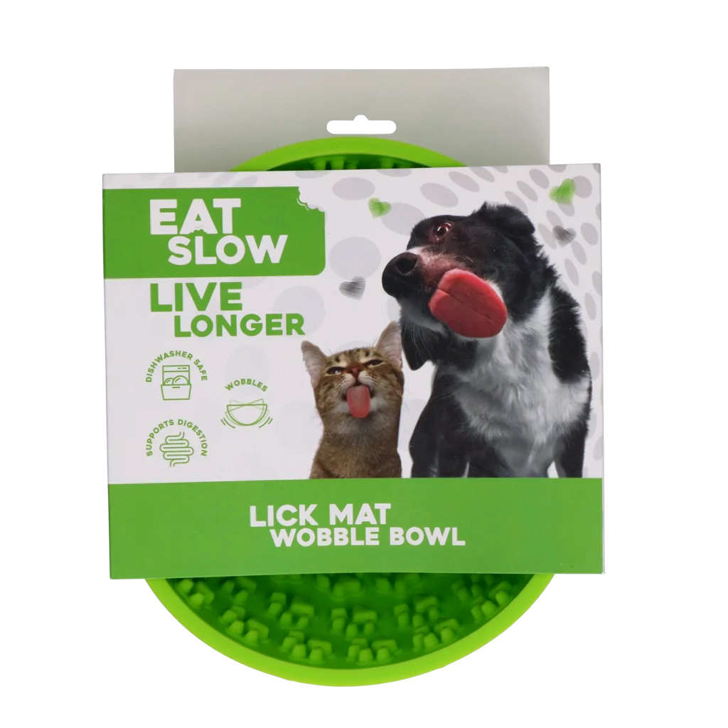 Ciotola anti ingozzamento per cani con base rotonda e rilievi, Ø 17 cm, verde – Eat Slow Live Longer Lick Mat Wobble Bowl - immagine 1