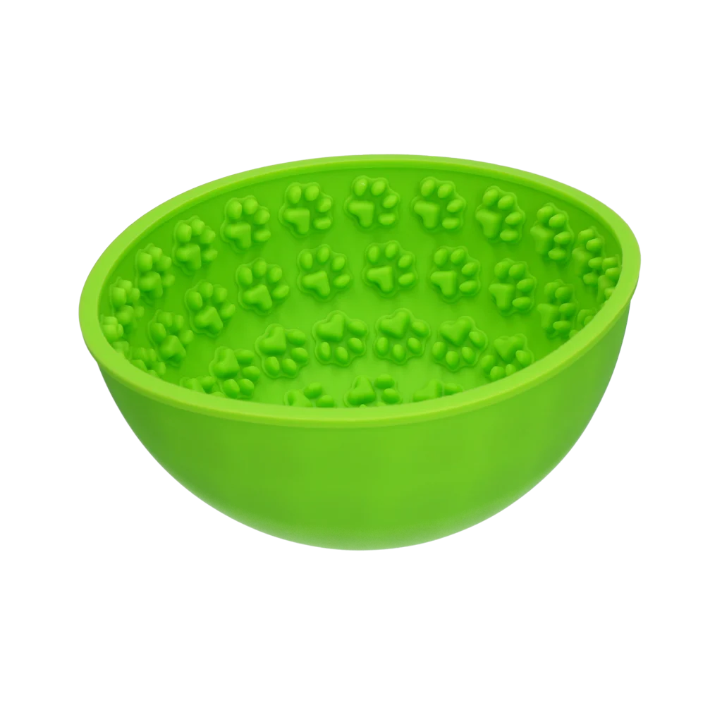 Ciotola anti ingozzamento per cani con base rotonda e rilievi, Ø 17 cm, verde – Eat Slow Live Longer Lick Mat Wobble Bowl - immagine 3