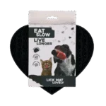 Tappetino leccabile per cani a forma di cuore con motivo XO, 19 x 23 cm, grigio – Eat Slow Live Longer Lick Mat Lovely Heart