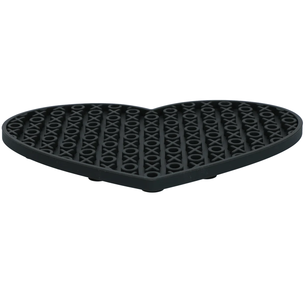 Tappetino leccabile per cani a forma di cuore con motivo XO, 19 x 23 cm, grigio – Eat Slow Live Longer Lick Mat Lovely Heart - immagine 2