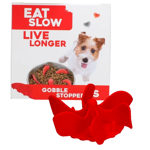 Inserto rallentatore per ciotola per cani con ventose, rosso S, diametro della base 9,5 cm – Eat Slow Live Longer Gobble Stopper - immagine 1