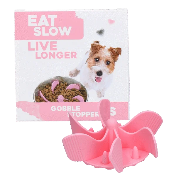 Inserto rallentatore per ciotola per cani in silicone con ventose, S, diametro della base 9,5 cm, rosa – Eat Slow Live Longer Gobble Stopper
