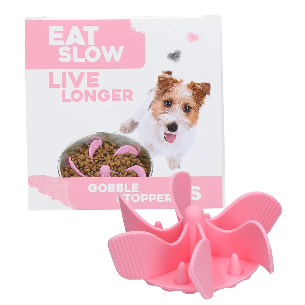 Inserto rallentatore per ciotola per cani in silicone con ventose, S, diametro della base 9,5 cm, rosa – Eat Slow Live Longer Gobble Stopper - immagine 1
