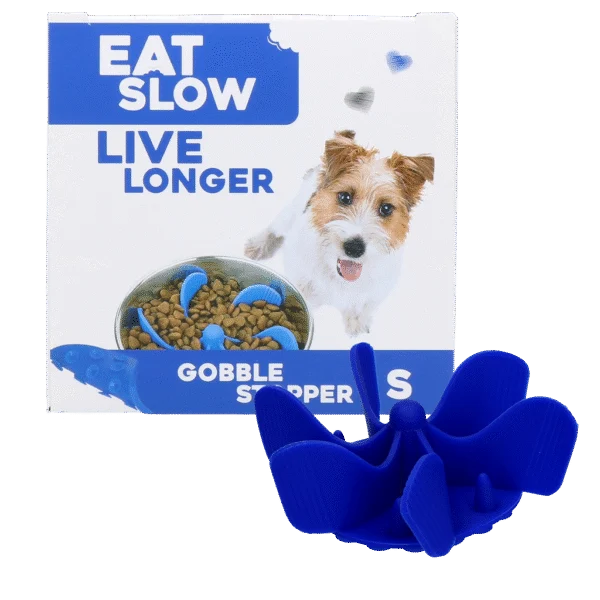 Inserto anti ingozzamento per ciotola per cani con ventose, Blu S, diametro della base 9,5 cm – Eat Slow Live Longer Gobble Stopper
