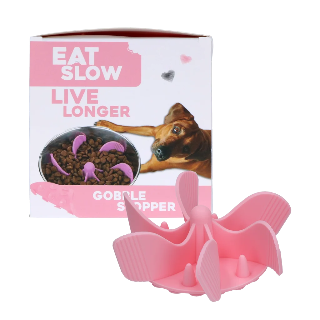 Inserto in silicone per rallentare il pasto dei cani, con ventose, M, diametro della base 11,5 cm, rosa – Eat Slow Live Longer Gobble Stopper - immagine 1