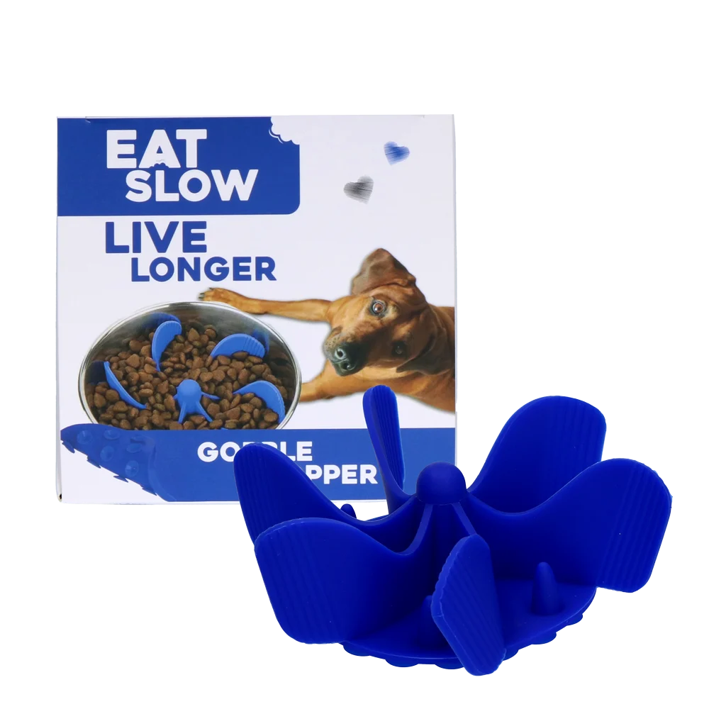 Inserto antischiacciamento per ciotola per cani con ventose, blu M, diametro della base 11,5 cm – Eat Slow Live Longer Gobble Stopper - immagine 1