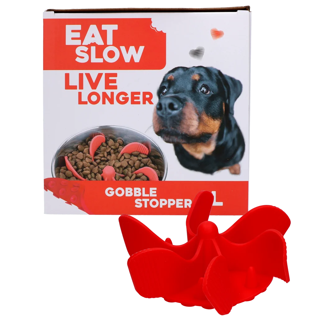 Inserto anti ingozzamento per ciotola del cane con ventose, rosso L, diametro della base 14,5 cm – Eat Slow Live Longer Gobble Stopper - immagine 1