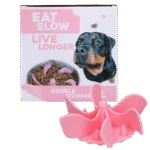 Inserto anti ingozzamento per ciotola per cani con ventose, rosa L, diametro della base 14,5 cm – Eat Slow Live Longer Gobble Stopper