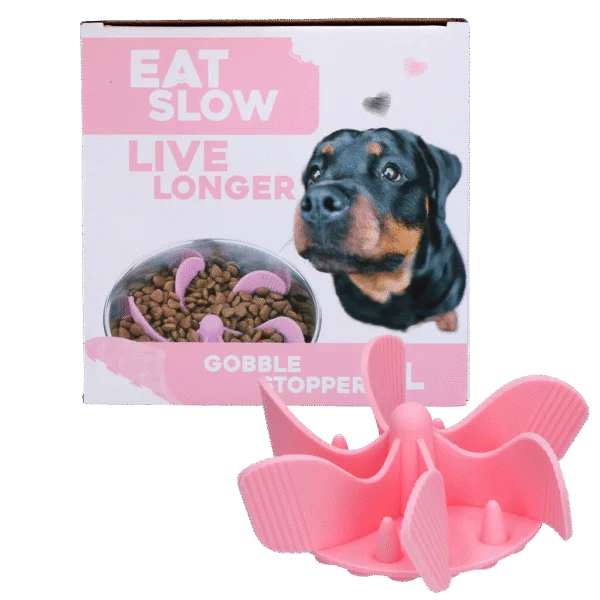 Inserto anti ingozzamento per ciotola per cani con ventose, rosa L, diametro della base 14,5 cm – Eat Slow Live Longer Gobble Stopper