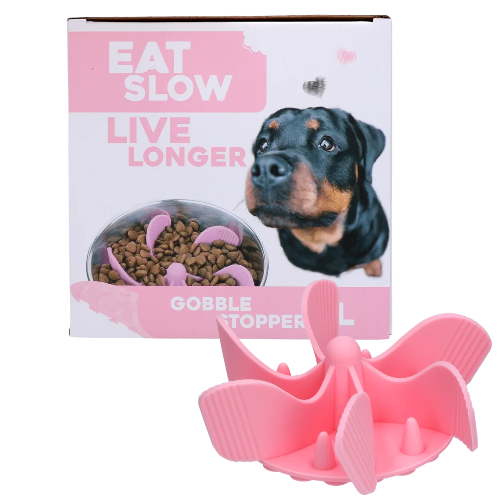 Inserto anti ingozzamento per ciotola per cani con ventose, rosa L, diametro della base 14,5 cm – Eat Slow Live Longer Gobble Stopper - immagine 1