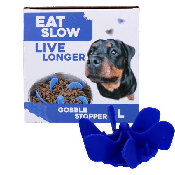 Inserto anti ingozzamento per ciotola per cani con ventose, blu L, diametro della base 14,5 cm – Eat Slow Live Longer Gobble Stopper