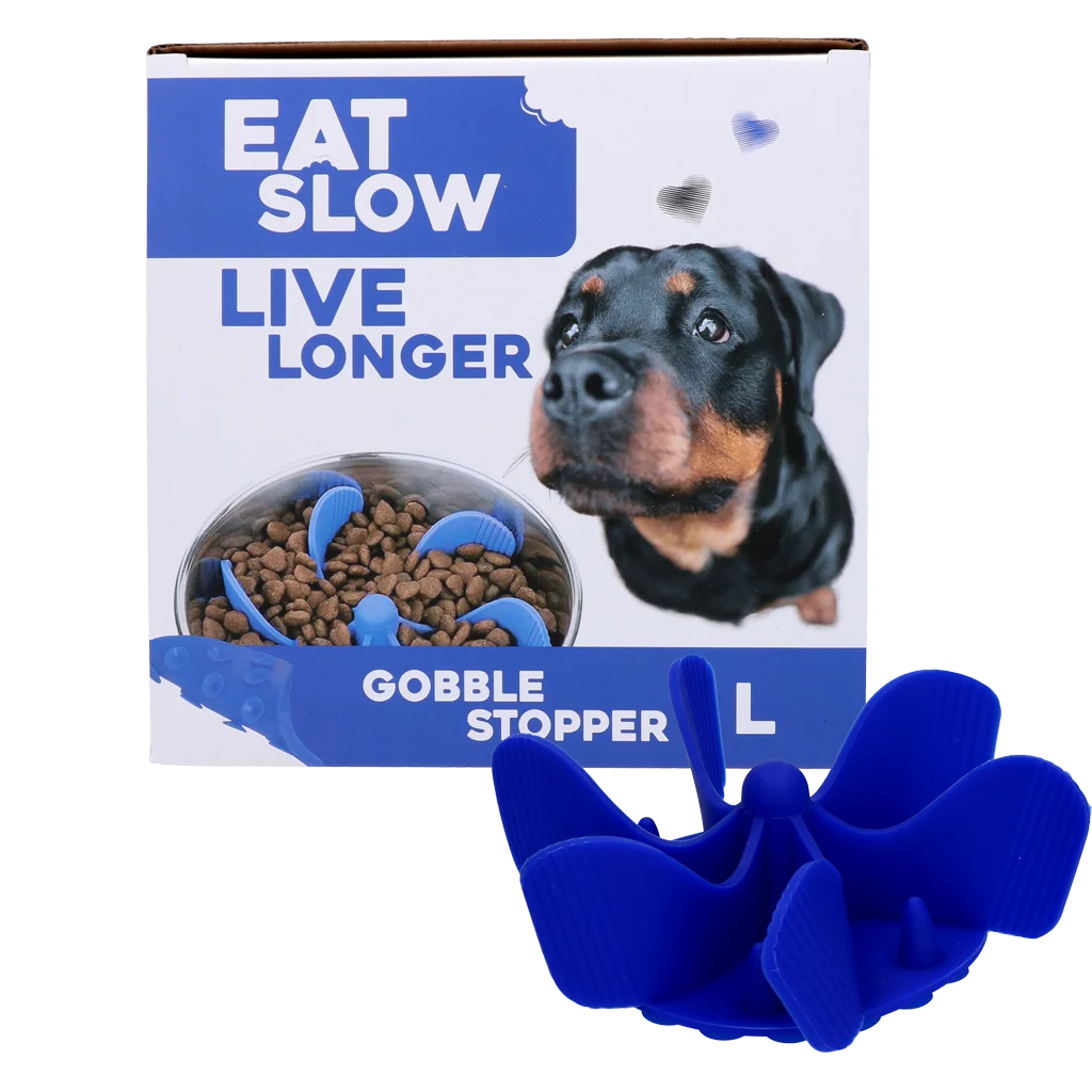 Inserto anti ingozzamento per ciotola per cani con ventose, blu L, diametro della base 14,5 cm – Eat Slow Live Longer Gobble Stopper - immagine 1