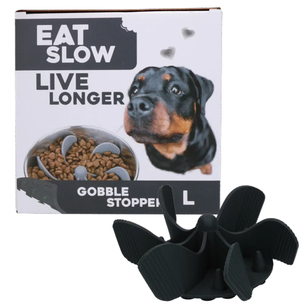 Inserto per rallentare il pasto del cane con ventose, grigio L, diametro della base 14,5 cm – Eat Slow Live Longer Gobble Stopper