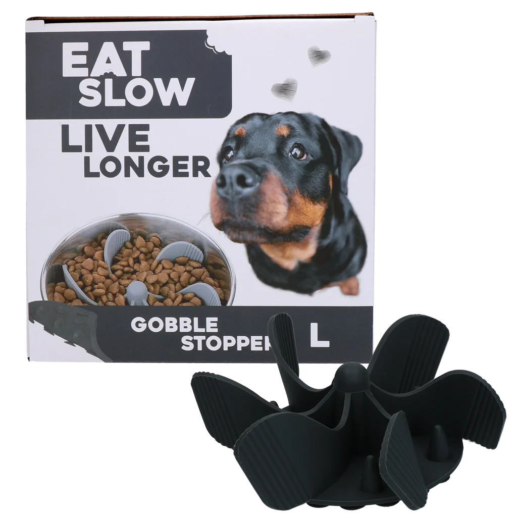 Inserto per rallentare il pasto del cane con ventose, grigio L, diametro della base 14,5 cm – Eat Slow Live Longer Gobble Stopper - immagine 1