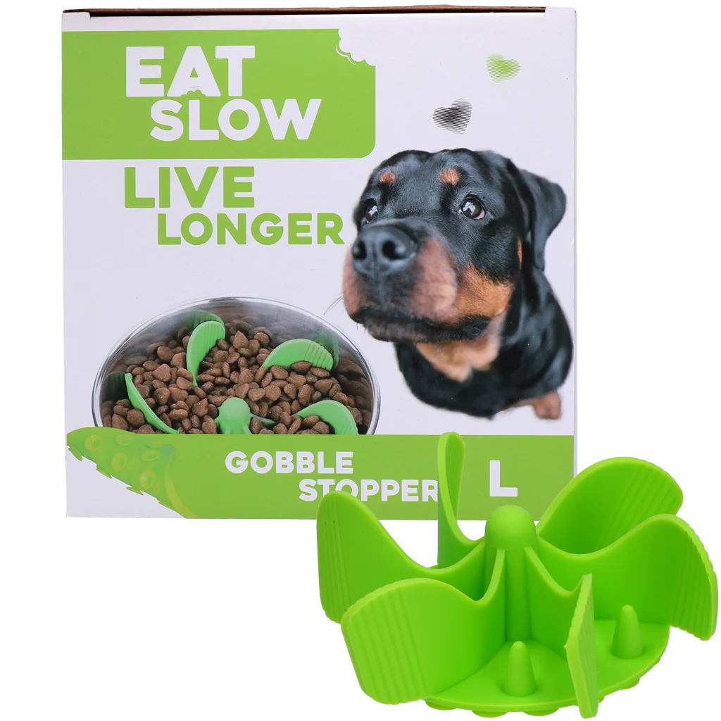 Inserto anti ingozzamento per ciotola per cani con ventose, verde L, diametro della base 14,5 cm – Eat Slow Live Longer Gobble Stopper - immagine 1