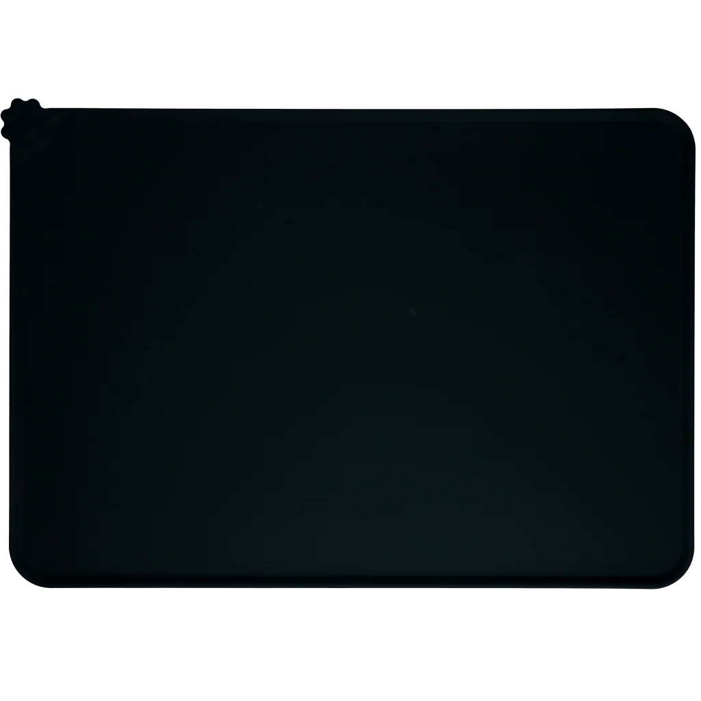 Tappetino in silicone per ciotole con bordo rialzato, M 38 x 54 cm, grigio – Eat Slow Live Longer Spill Mat - immagine 2