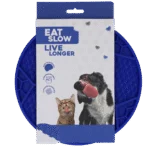 Tappetino da leccare per cani con motivo a pallone e ventose, Ø 22 cm, blu – Eat Slow Live Longer Lick Mat Soccer Ball