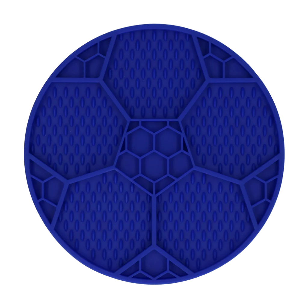 Tappetino da leccare per cani con motivo a pallone e ventose, Ø 22 cm, blu – Eat Slow Live Longer Lick Mat Soccer Ball - immagine 2