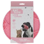 Tappetino da leccare per cani con motivo a pallone da calcio e ventose, Ø 22 cm, rosa – Eat Slow Live Longer Lick Mat Soccer Ball
