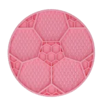 Tappetino da leccare per cani con motivo a pallone da calcio e ventose, Ø 22 cm, rosa – Eat Slow Live Longer Lick Mat Soccer Ball - immagine 2