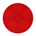 Tappetino da leccare per cani con motivo a pallone da calcio e ventose, Ø 22 cm, rosso – Eat Slow Live Longer Lick Mat Soccer Ball - immagine 2