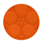 Tappetino da leccare per cani con motivo a pallone da calcio e ventose, Ø 22 cm, arancione – Eat Slow Live Longer Lick Mat Soccer Ball - immagine 3