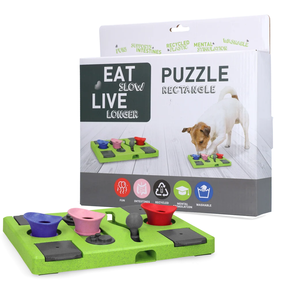 EATS070B.png Puzzle per cani per crocchette e snack con piedini antiscivolo – Eat Slow Live Longer Puzzle Rectangle - immagine 1