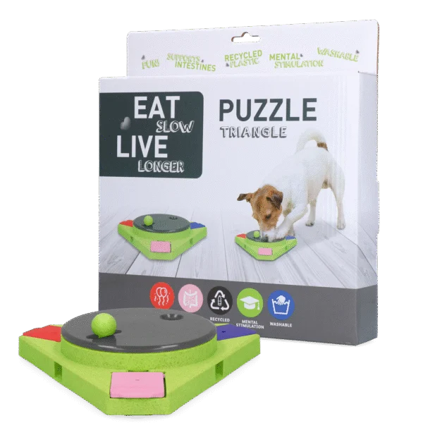Puzzle per cani per crocchette e snack – Eat Slow Live Longer Puzzle Triangle