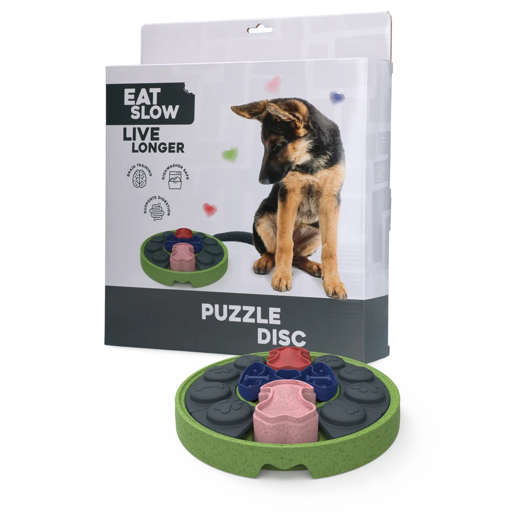 Puzzle per cani con elementi scorrevoli per crocchette e snack – Eat Slow Live Longer Puzzle Disc - immagine 1