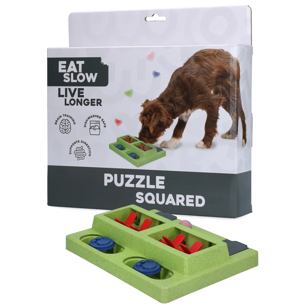 Puzzle per cani per crocchette e snack con piedini antiscivolo – Eat Slow Live Longer Puzzle Squared - immagine 1