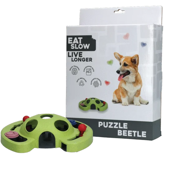 Puzzle per cani per crocchette e snack con piedini antiscivolo – Eat Slow Live Longer Puzzle Beetle
