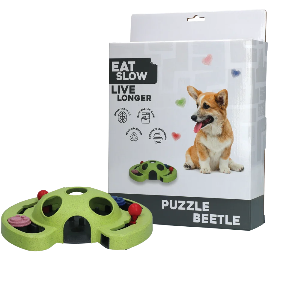 Puzzle per cani per crocchette e snack con piedini antiscivolo – Eat Slow Live Longer Puzzle Beetle - immagine 1