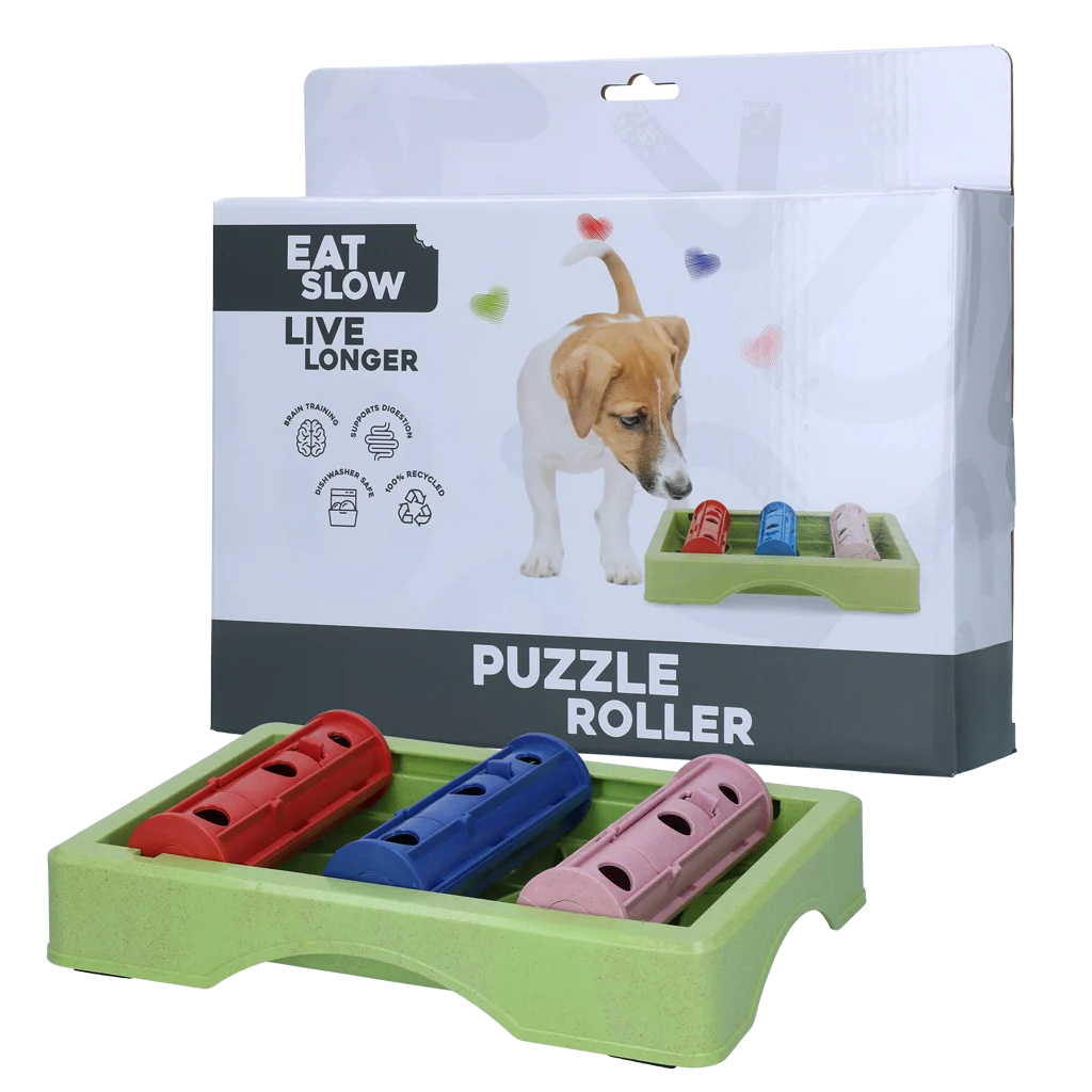 Puzzle per cani per crocchette e snack con piedini antiscivolo – Eat Slow Live Longer Puzzle Roller - immagine 1