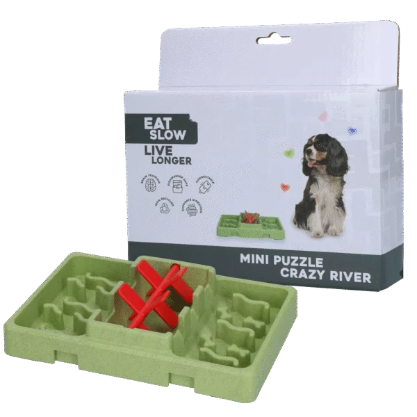 Puzzle per cani per crocchette e snack, 13 x 19 cm – Eat Slow Live Longer Mini Puzzle Crazy River
