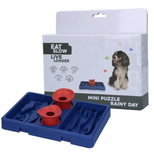 Puzzle per cani per crocchette e snack, 13 x 19 cm – Eat Slow Live Longer Mini Puzzle Rainy Day