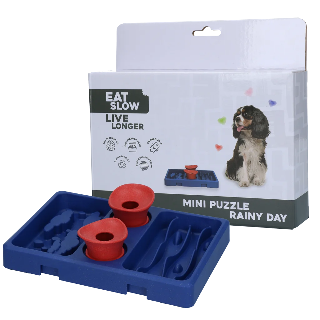 Puzzle per cani per crocchette e snack, 13 x 19 cm – Eat Slow Live Longer Mini Puzzle Rainy Day - immagine 1