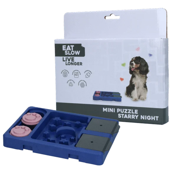 Puzzle per cani per crocchette e snack, 13 x 19 cm – Eat Slow Live Longer Mini Puzzle Starry Night