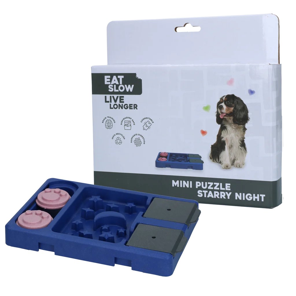 Puzzle per cani per crocchette e snack, 13 x 19 cm – Eat Slow Live Longer Mini Puzzle Starry Night - immagine 1