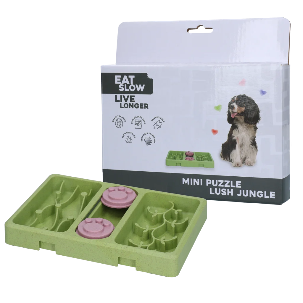 EATS071D.png Gioco rompicapo per cani per crocchette e snack, 13 x 19 cm – Eat Slow Live Longer Mini Puzzle Lush Jungle - immagine 1